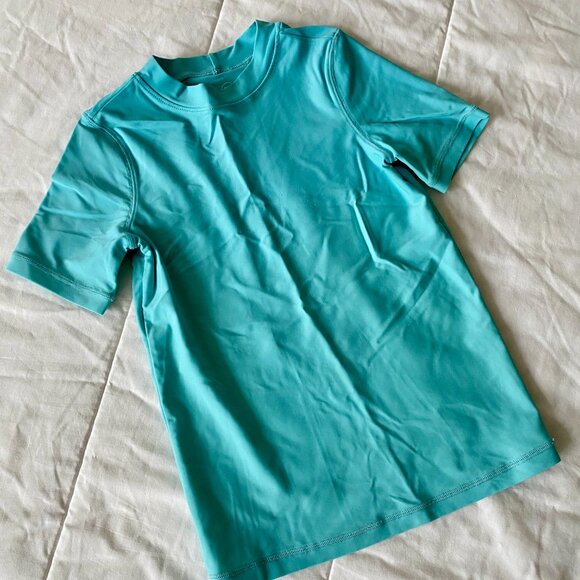 Primary Short Sleeve Rash Guard Swim Shirt Teal Blue Size 6-7 - Picture 5 of 6